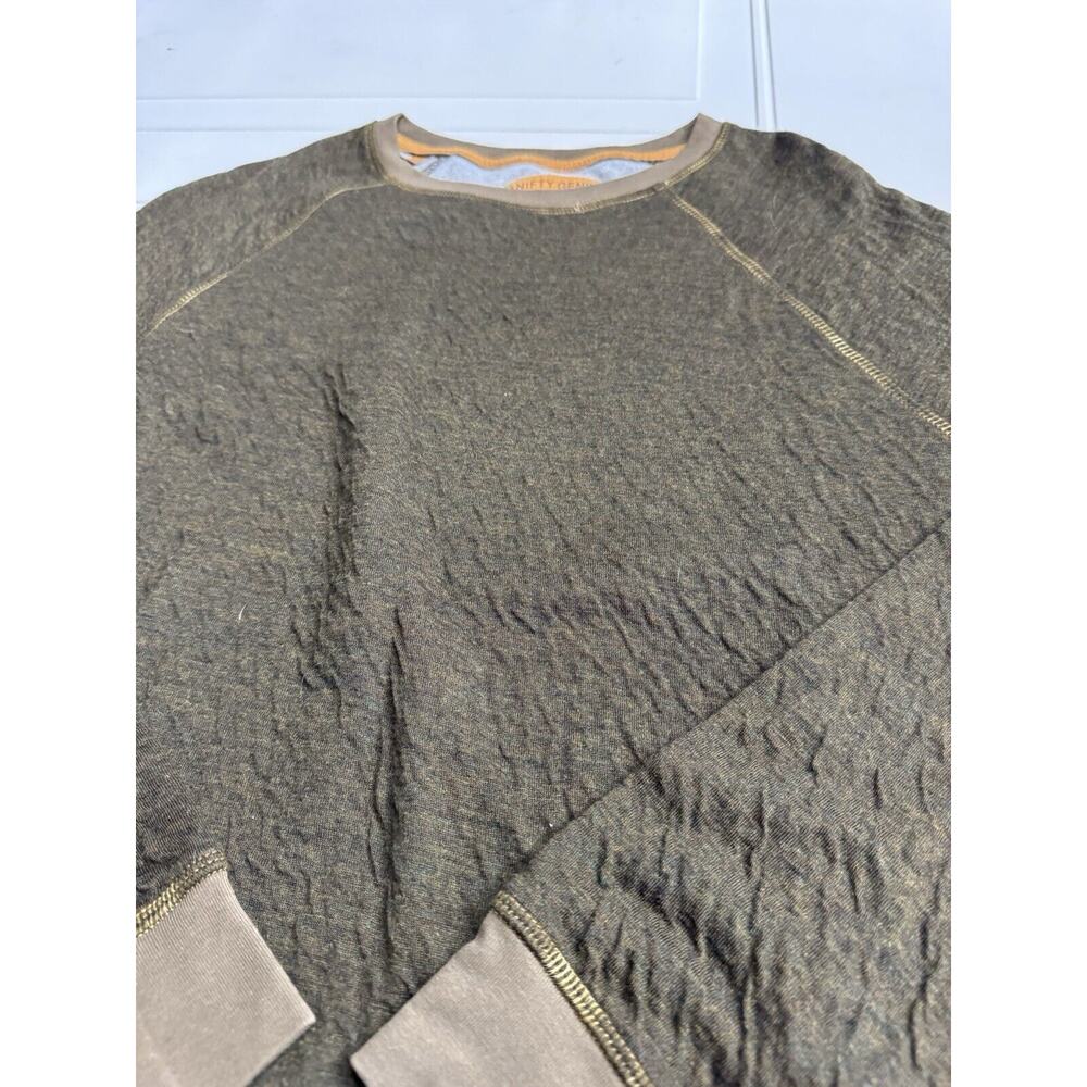 Nifty Genius Men’s Brown Green Olive Pullover Textured Sweatshirt Sweater XL - Picture 2 of 6